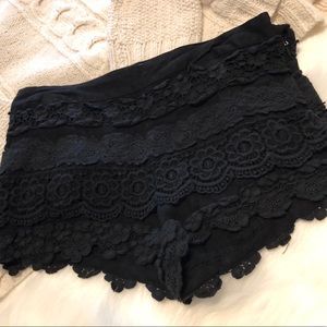 Black floral shorts